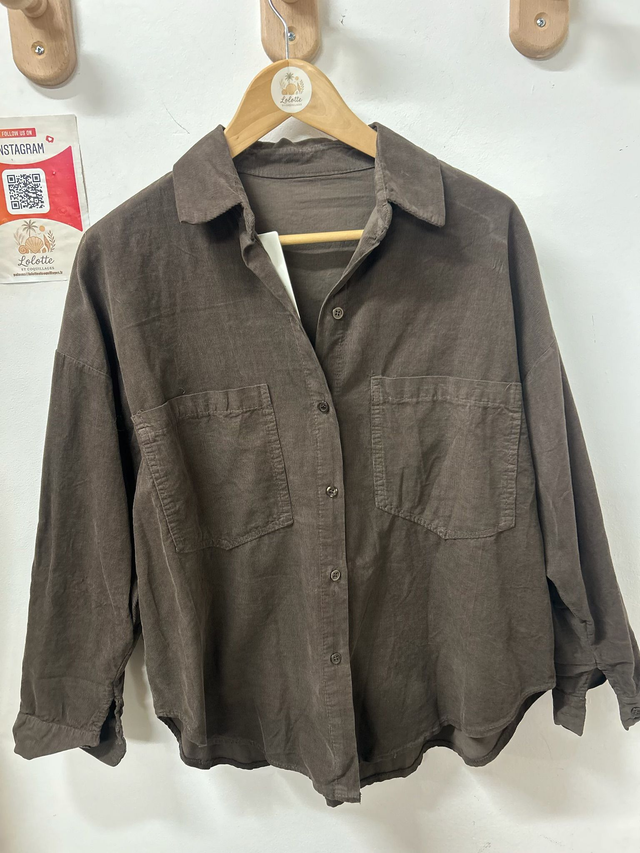 Chemise velours choco MAGALY 100% coton