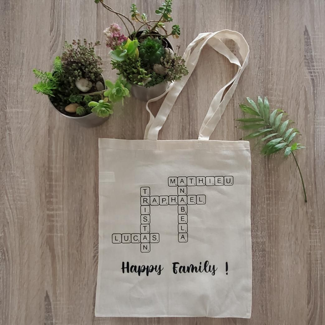 Tote bag famille scrabble