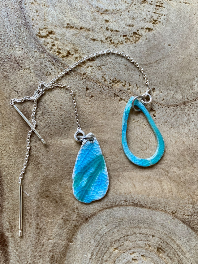 Pièces uniques - Boucles d'oreilles asymétriques réglables en argent pur