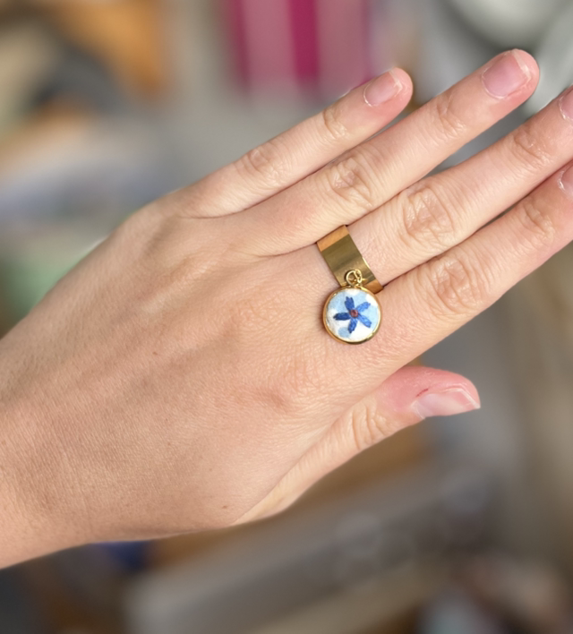 Bague fleur bleu*fleurs