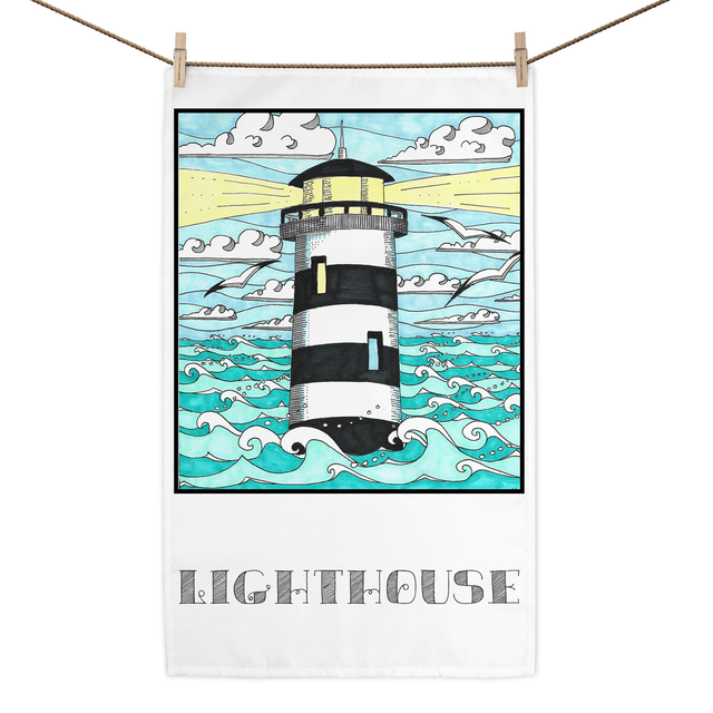 lighthouse tea towel