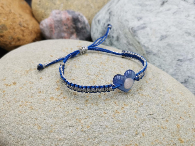  BCO-020 Bracelet cœur bleu et argent 