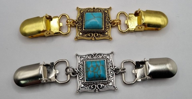 Vestclip turquoise vierkant