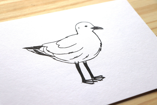 Linogravure A5 Mouette