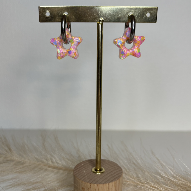 Pampilles étoile rose orange 