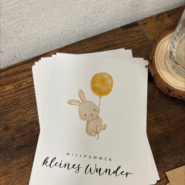 Postkarte Willkommen kleines Wunder Hase