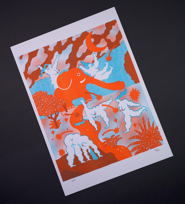 Girls&#039; Playground A4 Risograph Wall Art