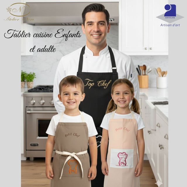 Tablier Cuisine enfant, adulte et Toque personnalisé sur commande