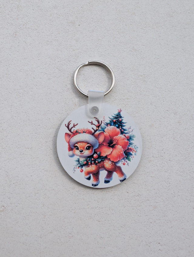 Portes clés sublimation renne du Père Noël 