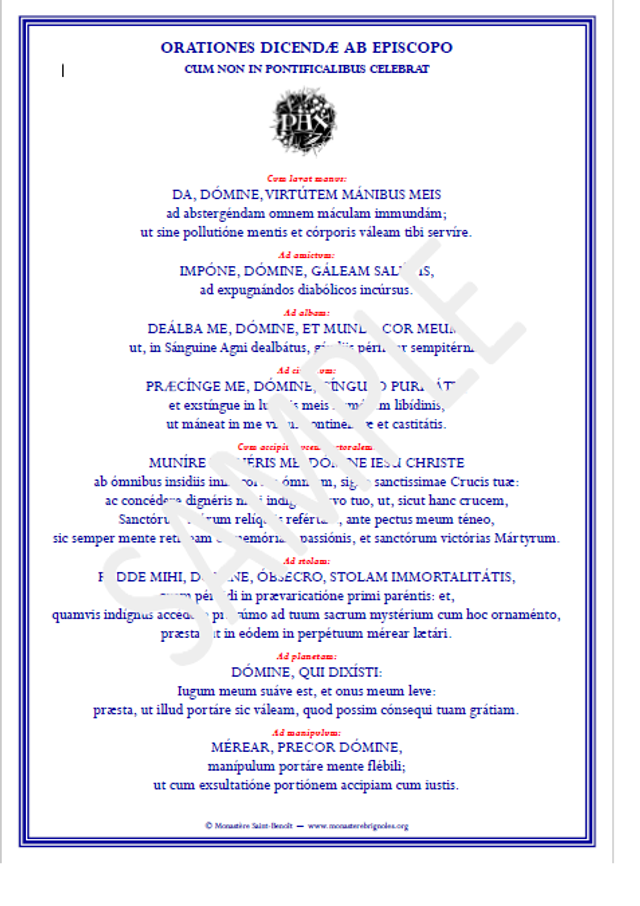 Cartes de prières d'investiture - Vesting prayer cards