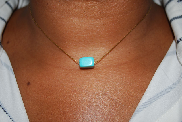 Collier solitaire turquoise