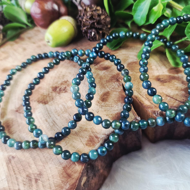 Moss Agate 4mm beaded bracelet 