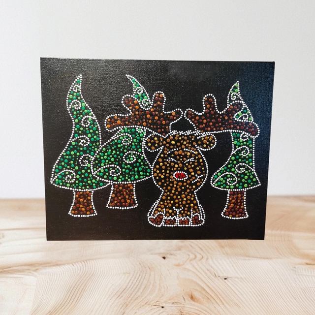 Peinture renne dans la forêt 