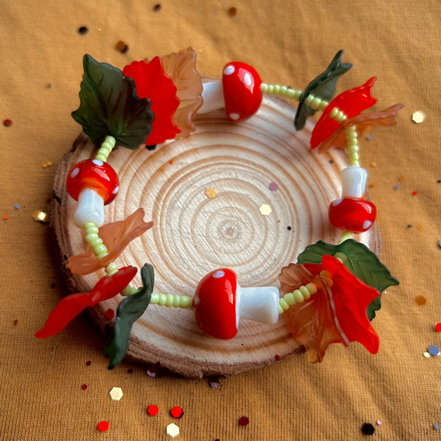 Mushroom and Leaf Bracelet