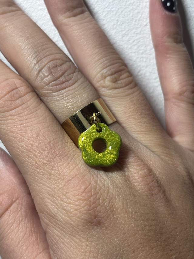 Doré 10mm Pampille Kaki Pailleté