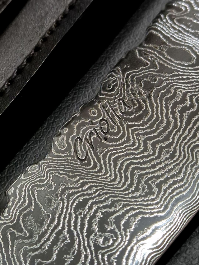 Faca Forjada Criolla Aço Damasco 10 Pol Cabo Chifre De Cervo