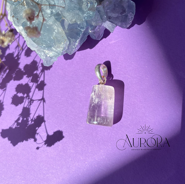 Kunzit Anhänger 925 Sterling Silber 