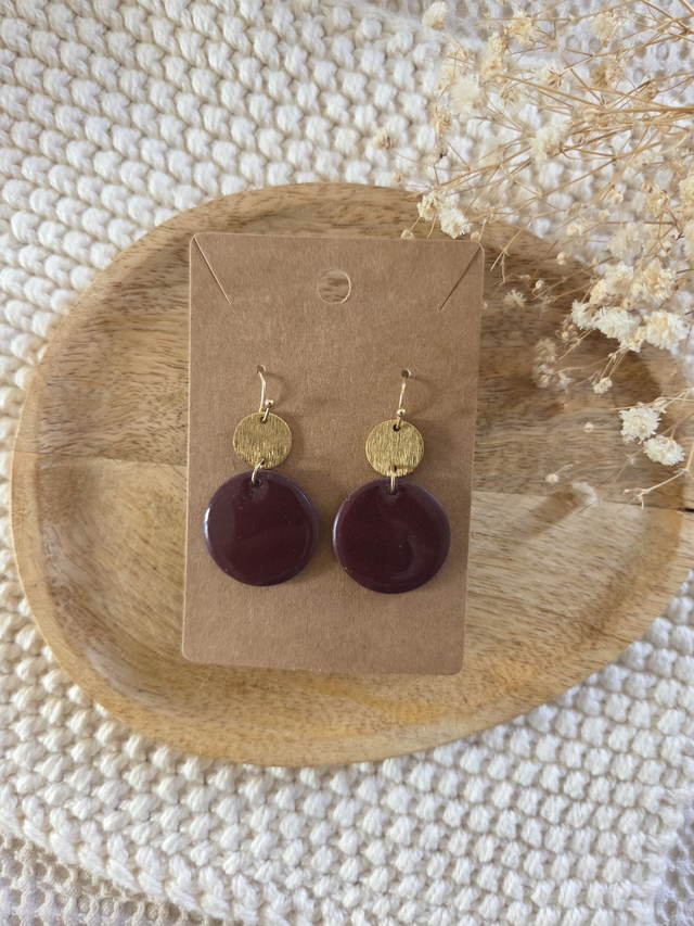 Boucles d'oreilles Salomé glossy coloris bourgogne