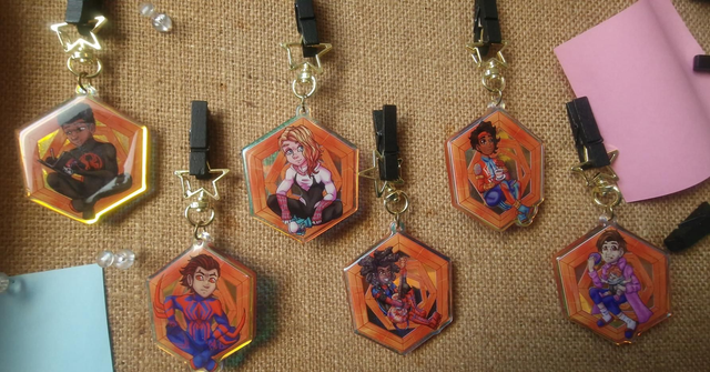 Across the Spiderverse Acrilyc Rainbow Keychains
