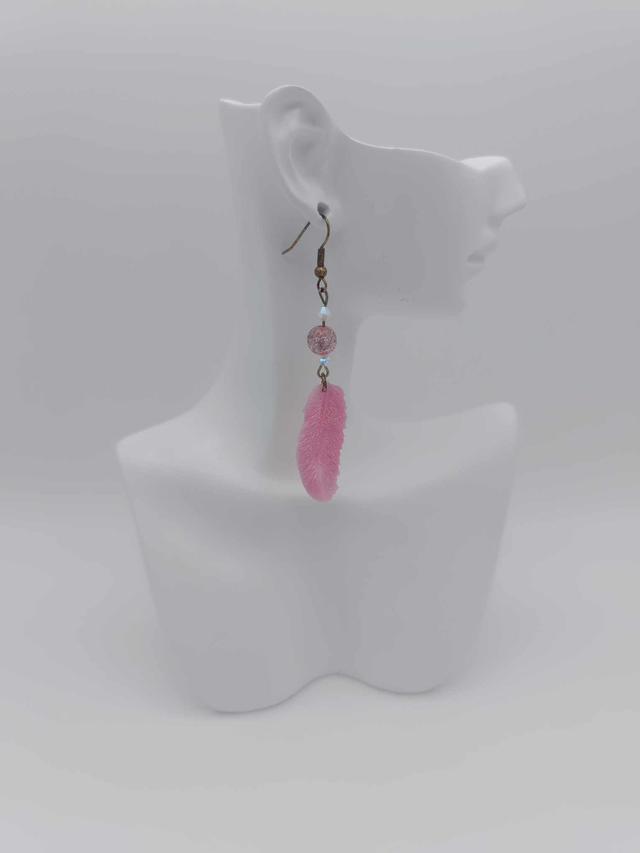 Boucles d&#039;oreilles en porcelaine froide Grandes plumes avec perles Swarovski
