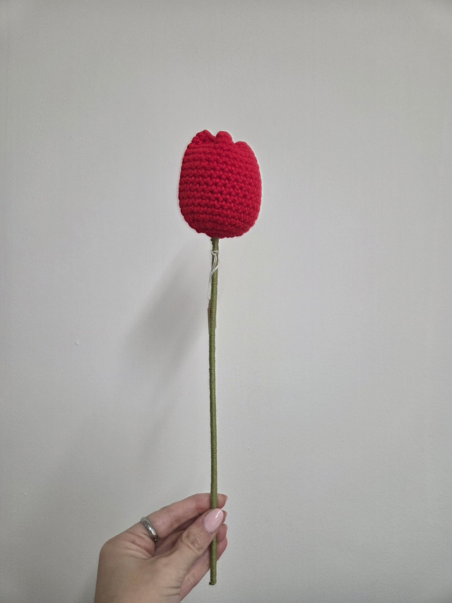 Red Tulip Forever Crochet Flower - LW-017