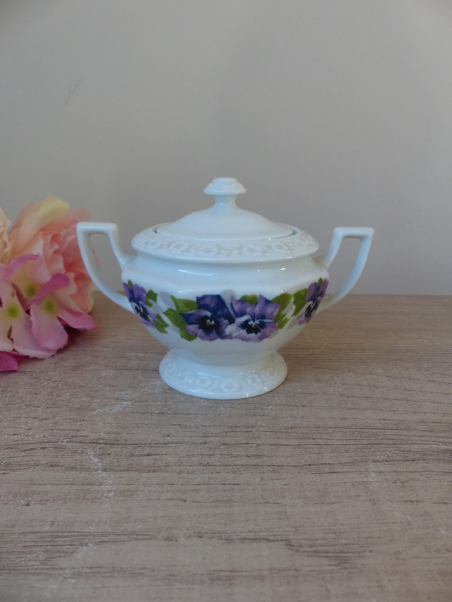 Sucrier en Porcelaine Rosenthal – Collection Classic Rose – Décor Pensées – Vintage – Allemagne