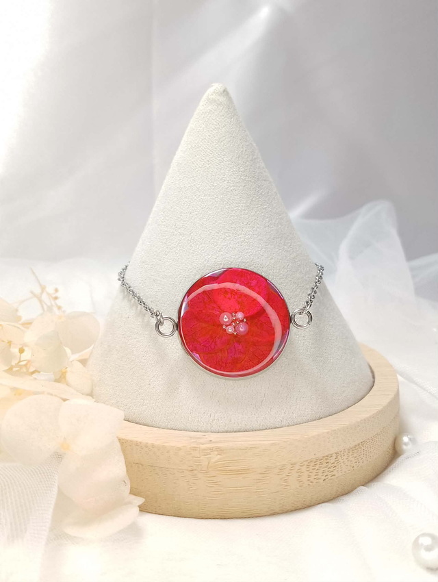 Bracelet "Eclat d'Hortensia Rouge"