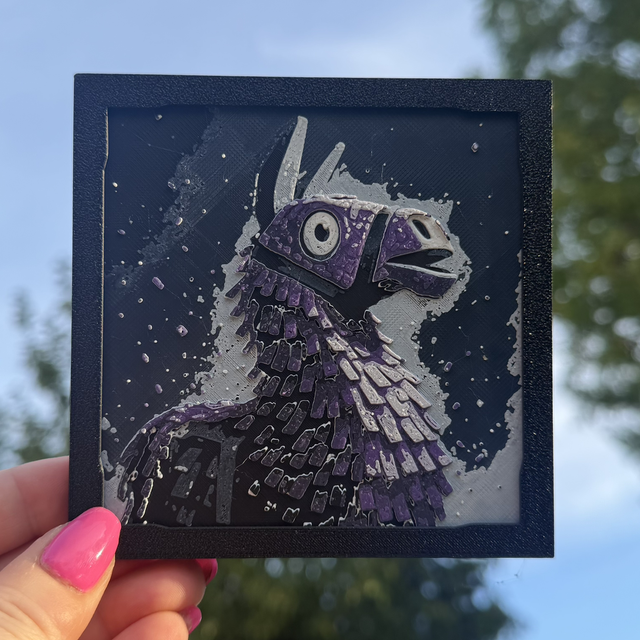 Fortnite Loot Llama Mini HueForge Framed Wall Art – 10 × 10 cm