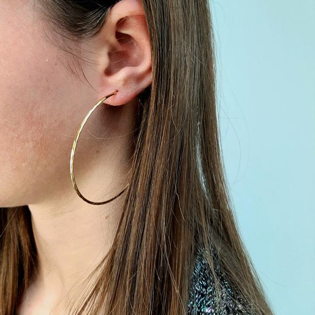 Gold Hammered Hoop