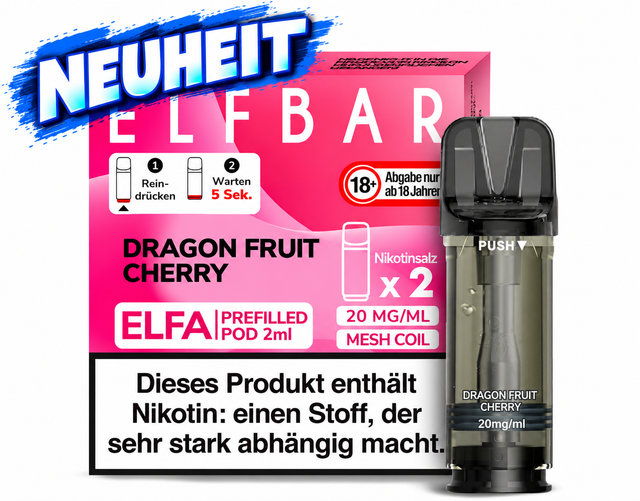 ELFBAR ELFA Pods – Dragon Fruit Cherry – 20 mg/ml – 2er Pack