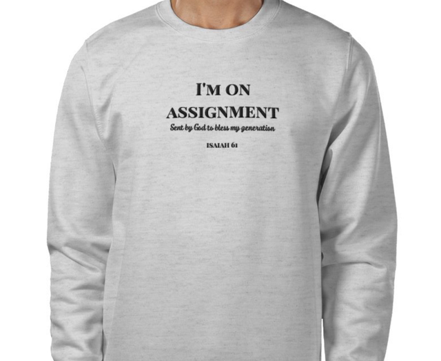 Embroidered Heather Sweatshirt| On Assignment faith apparel for Men and women