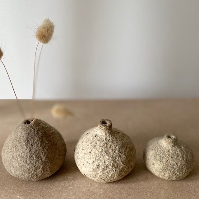 Mini vases ronds en papier mâché Granit