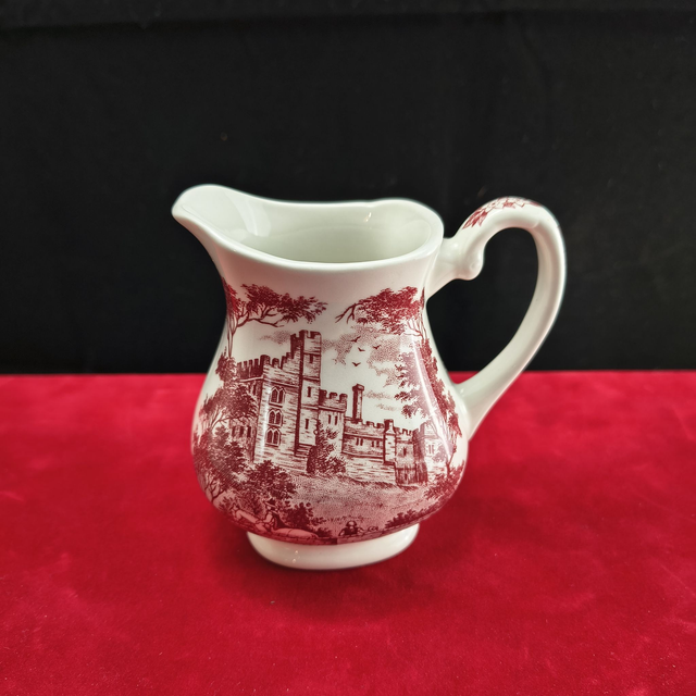 J. &amp; G. Meakin | Melkkan Roomkan (diepte 7,0 cm | breedte 10,0 cm | hoogte 10,5 cm) 'Merrie England | Haddon Hill' motief in Roze | Vintage