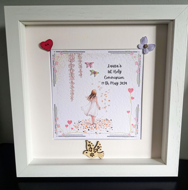 Personalised First communion frame for girls. First Holy Communion and confirmation gift set. 