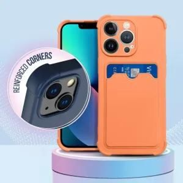 Coque iphone 12 pro max Avec emplacement carte orange