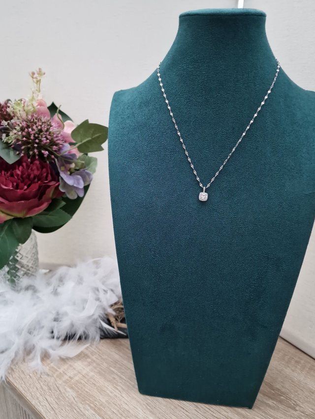 Collier Ras De Coup Acier Argenté Strass