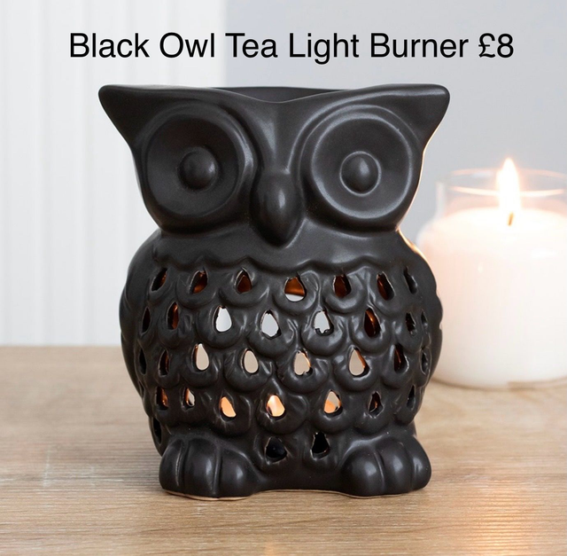 Black Owl Tea Light Burner 