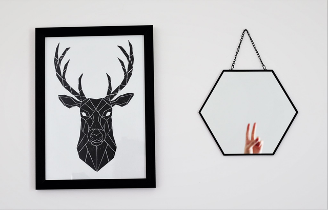 Linogravure A4 Cerf Géométrique