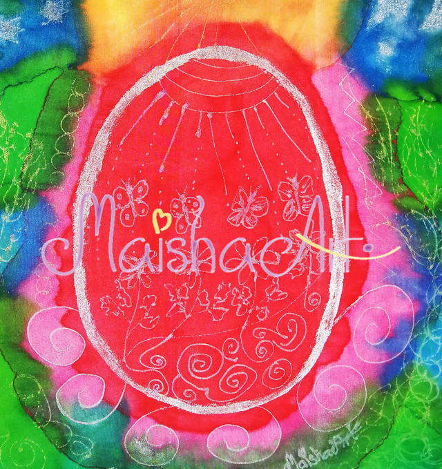 Unikaten, Ročno poslikan Svilen Robček, Velikonočno Jajce