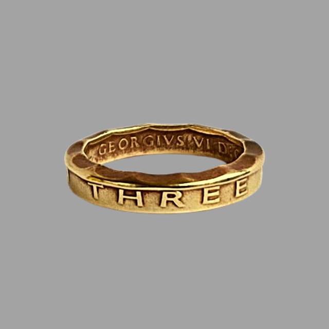 British Three Pence 1943 Coin Ring   