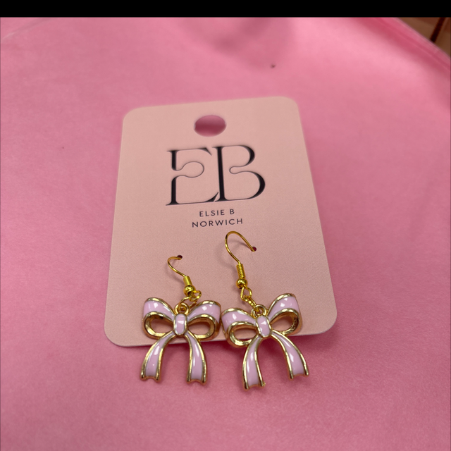 Pink bow earrings 