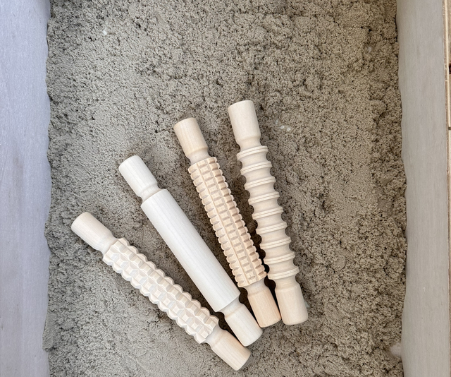 Houten patroon rollers (set van 4) 