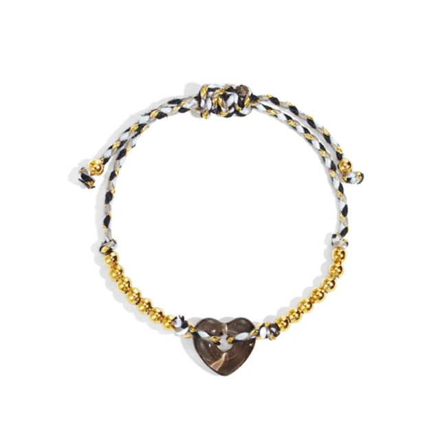 Kralenarmband heart dark grey