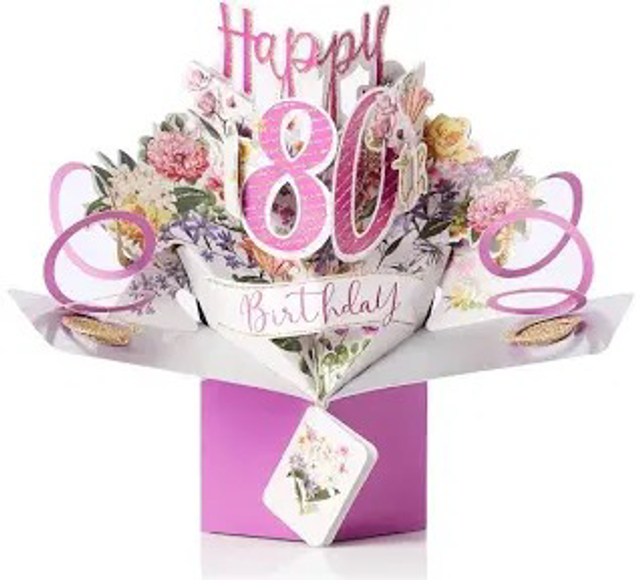 80th pop out birthday card female