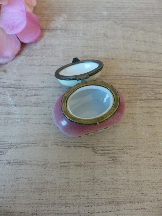 Boite à pilules en porcelaine française rose, mini boite oiseaux et fleurs, pilulier vintage, Collection Porcelaine d'Art, cadeau pour femme