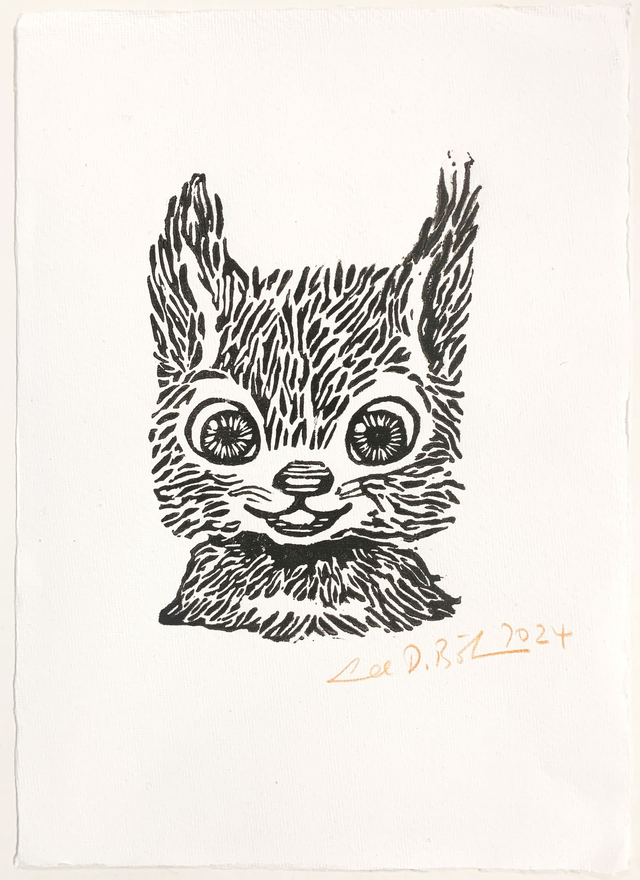 Linolschnitt "Dr. Hörnchen" / Linocut "Squirrel M.D."