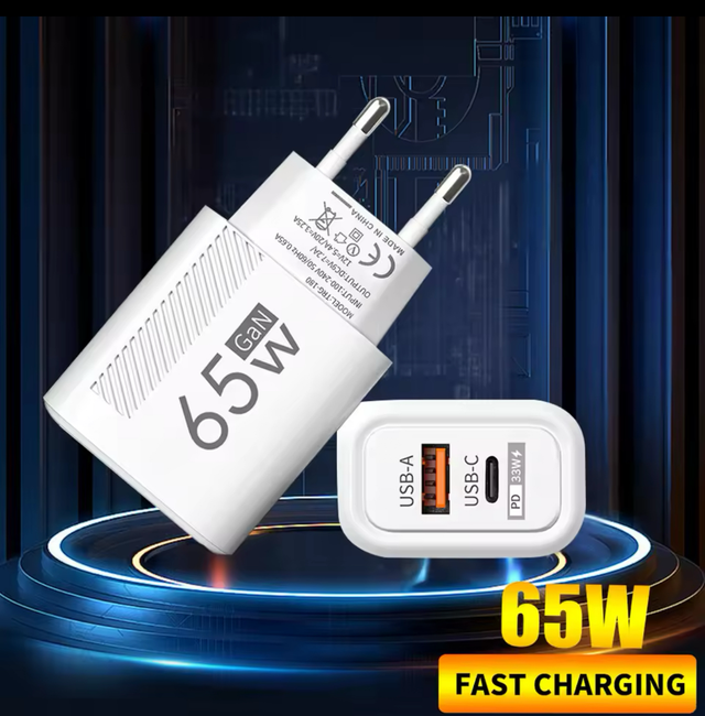 Cargador USB tipo C de carga rápida GaN de 65W