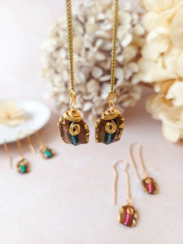 " Pépita " Boucles d'oreilles graines de courges Lagenaria