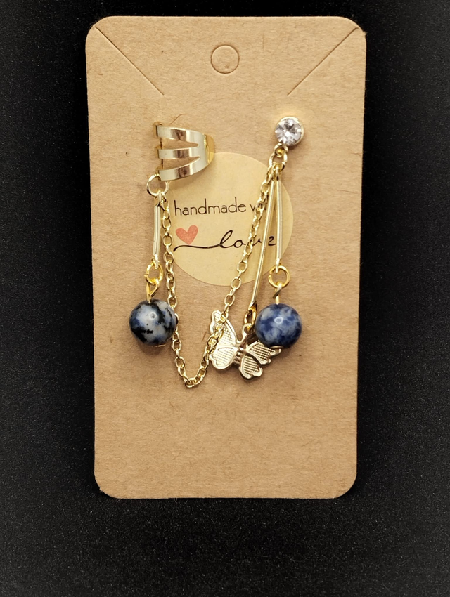 Bijoux d'oreille en lapis lazuli et papillon