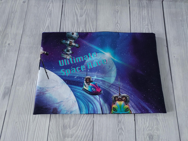 Out of Space Race Neck Warmer, Snood with Space Jersey,